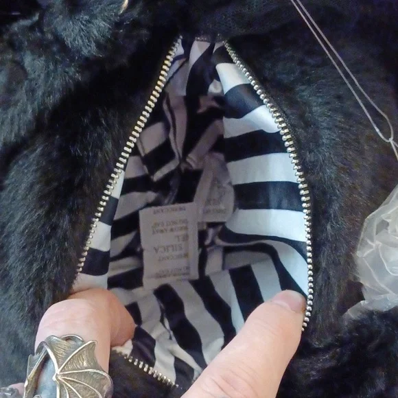 DOLLSKILL WIDOW GOTH BUNNY BAG BLACK PURPLE EYES BACKPACK BLACK FURRY STRAPS - Picture 10 of 15